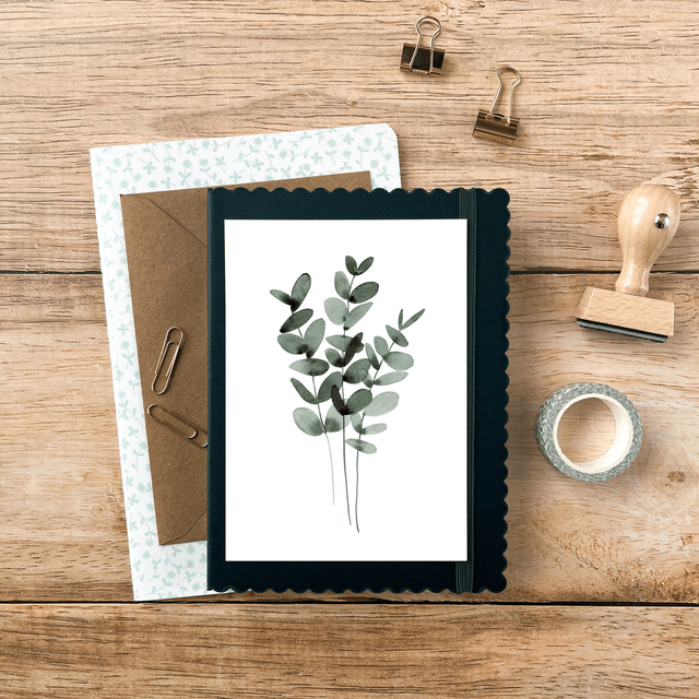 Carte postale aquarelle - Eucalyptus