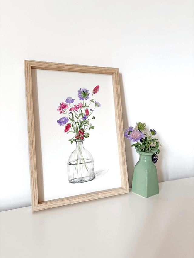 Aquarelle originale A4 - Fleurs des champs 