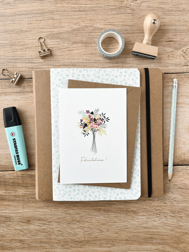 Carte postale aquarelle - Félicitations