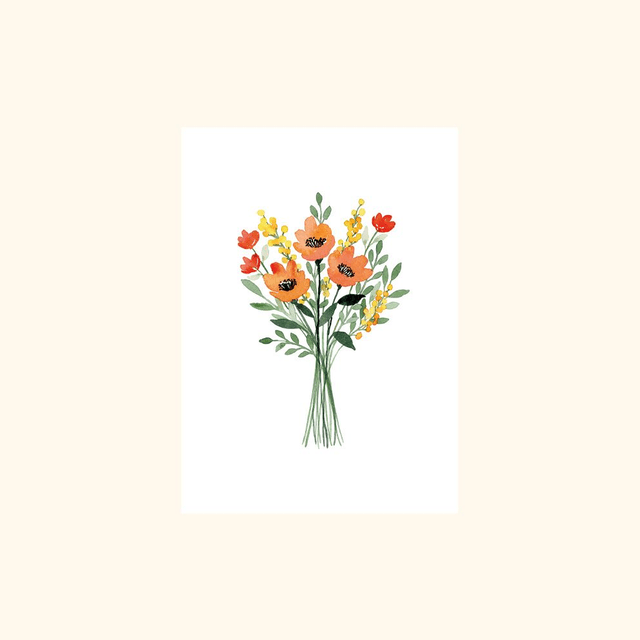 Affiche aquarelle A5 - Bouquet champêtre 