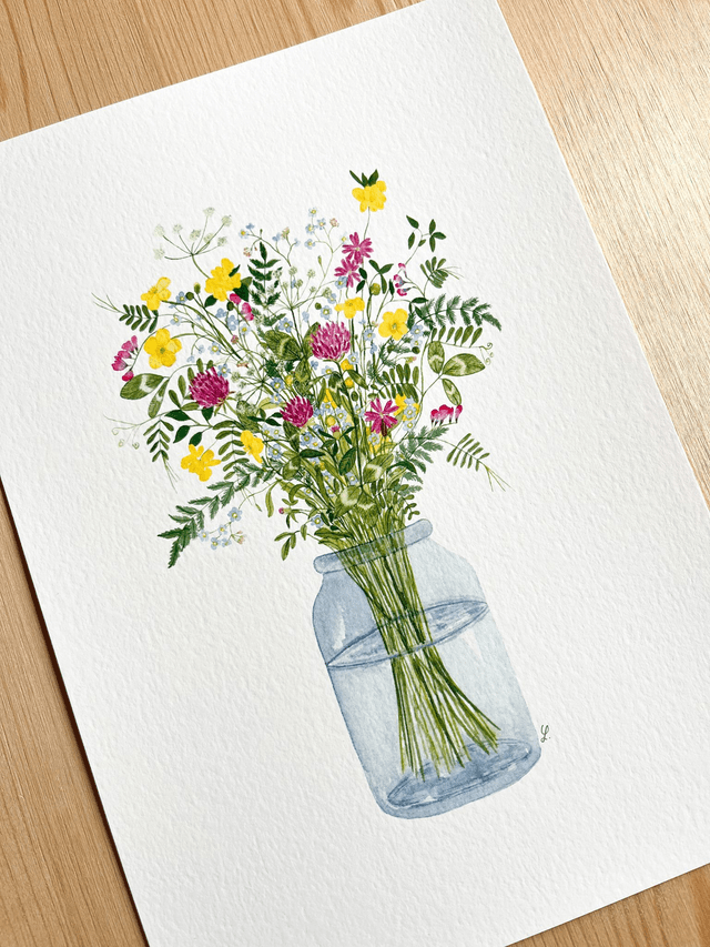 Affiche aquarelle A4 - Bouquet RETOUR DE BALADE