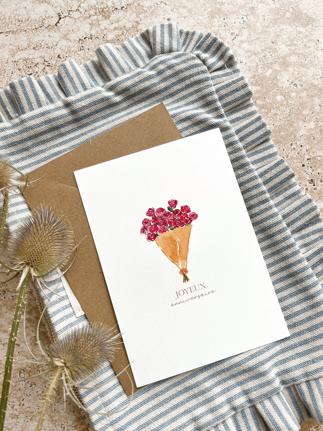 Carte postale aquarelle - Joyeux anniversaire