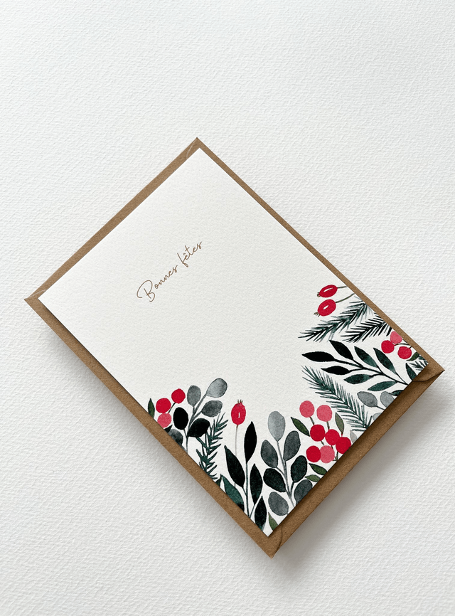 Carte de voeux aquarelle - Bonnes fêtes