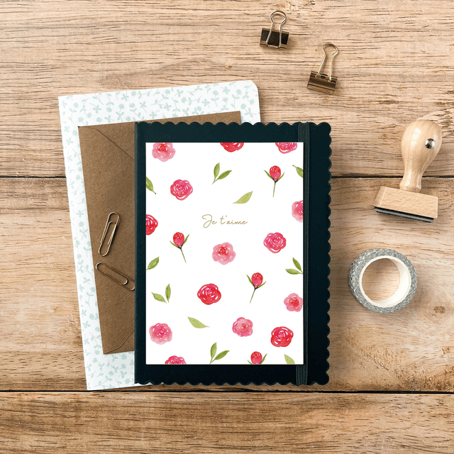 Carte postale aquarelle - Je t'aime