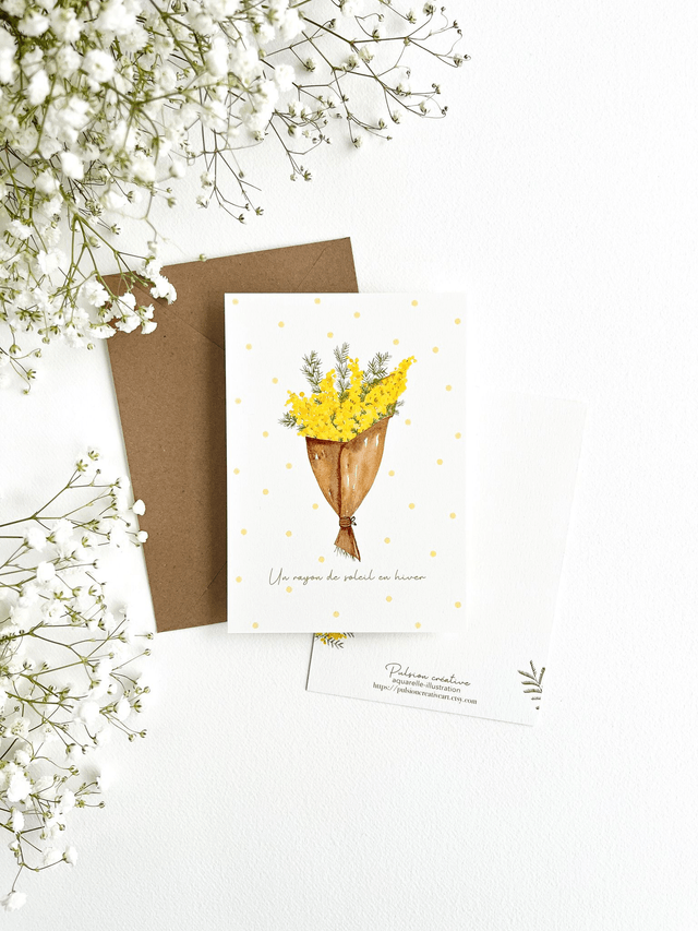 Carte postale aquarelle - Mimosa
