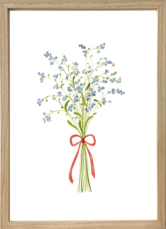 Affiche aquarelle A4 - BOUQUET DE MYOSOTIS