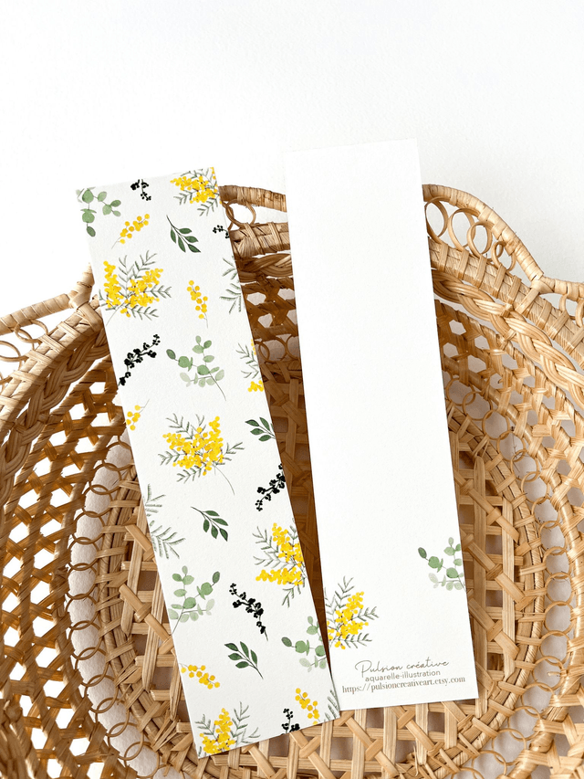 Marque-page aquarelle - Mimosa - 