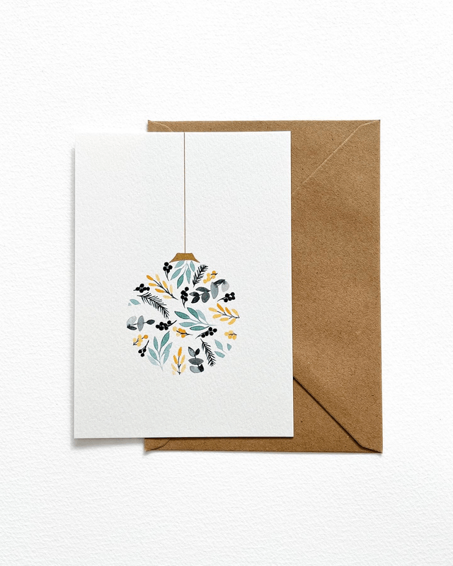 Carte de voeux aquarelle - Boule de Noël