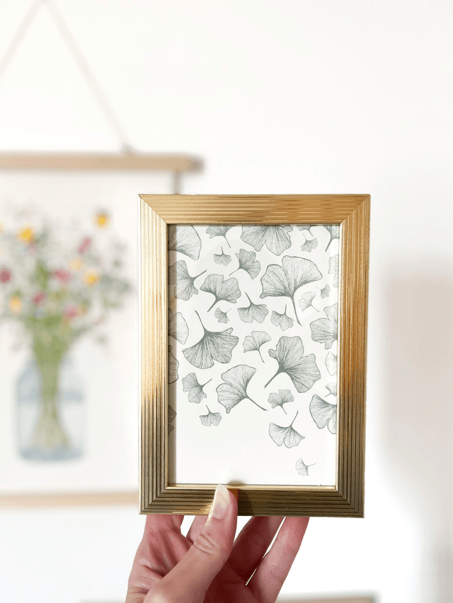 Carte postale aquarelle - Feuilles de Ginkgo
