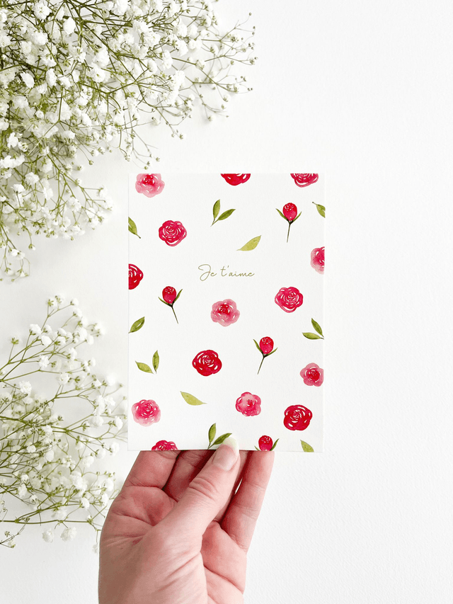 Carte postale aquarelle - Je t'aime
