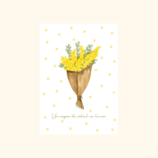 Affiche aquarelle A4 - Bouquet de mimosa 