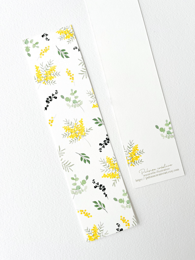 Marque-page aquarelle - Mimosa - 