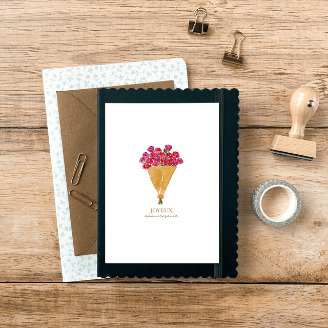 Carte postale aquarelle - Joyeux anniversaire