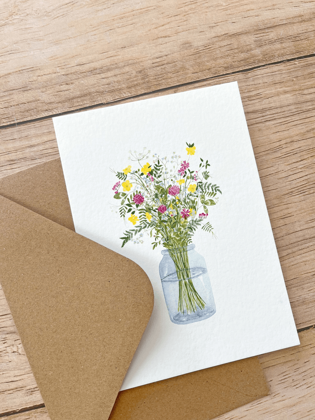 Carte postale aquarelle - Bouquet "Retour de balade"