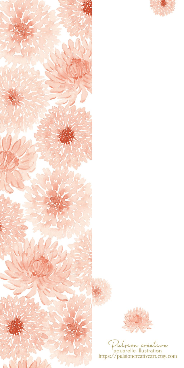 Marque-page aquarelle - Dahlias -