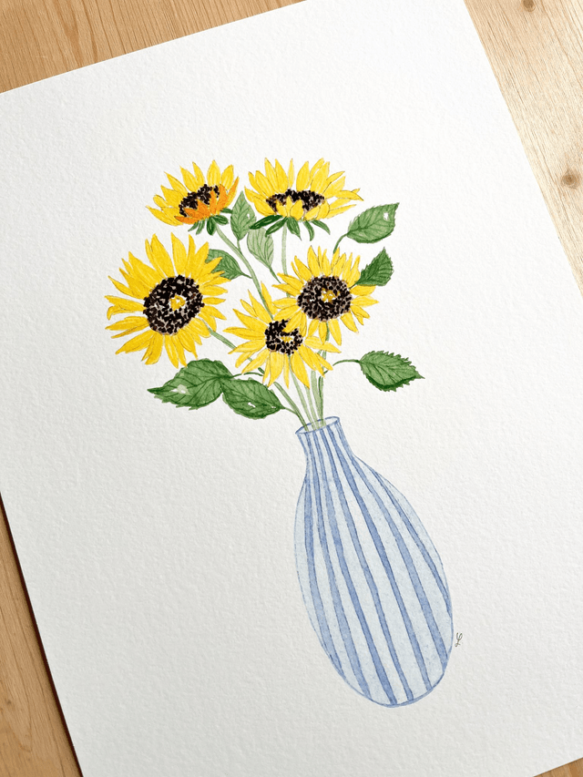 Affiche aquarelle 30x40 cm Bouquet TOURNESOLS