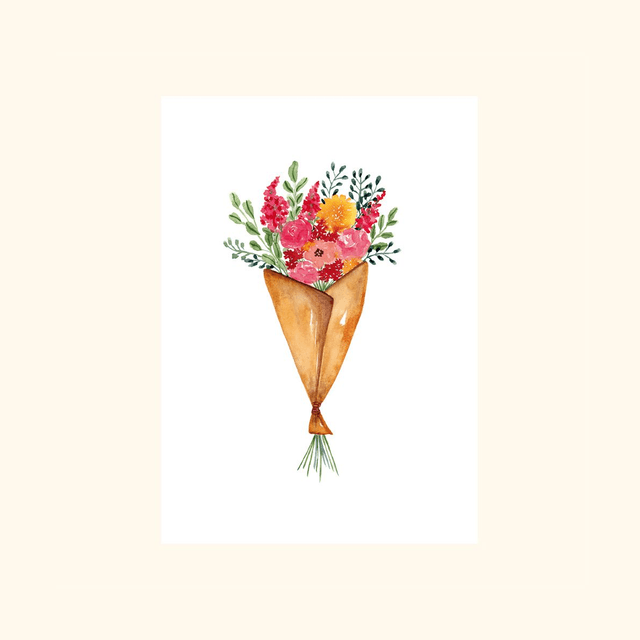 Affiche aquarelle A4 - Bouquet de fleuriste