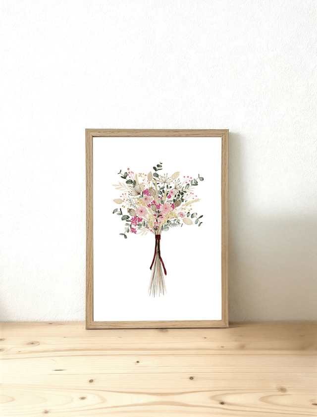 Affiche aquarelle A4 - Bouquet FLEURS SÉCHÉES