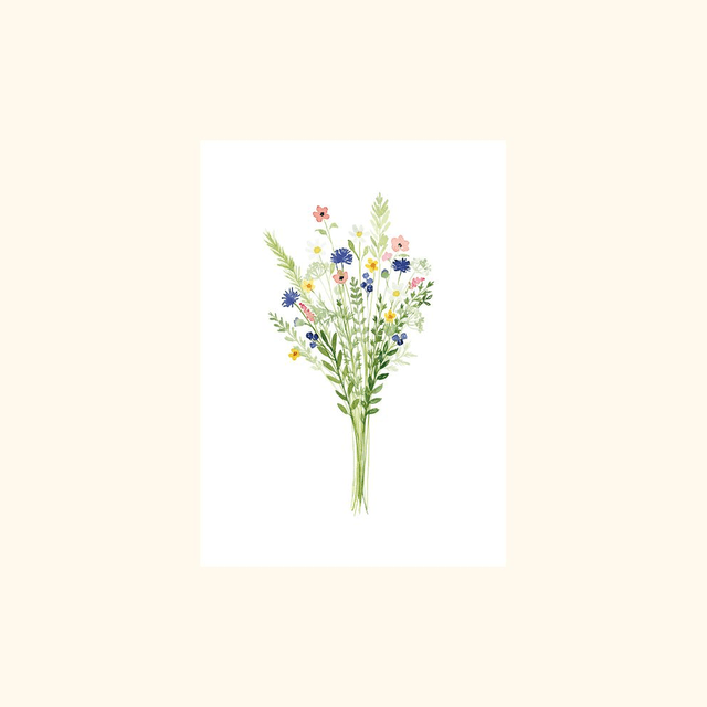 Affiche aquarelle A5 - Bouquet champêtre 