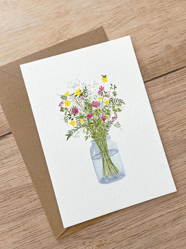 Carte postale aquarelle - Bouquet "Retour de balade"
