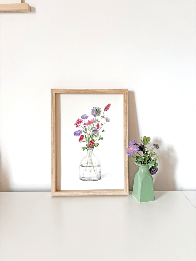 Aquarelle originale A4 - Fleurs des champs 