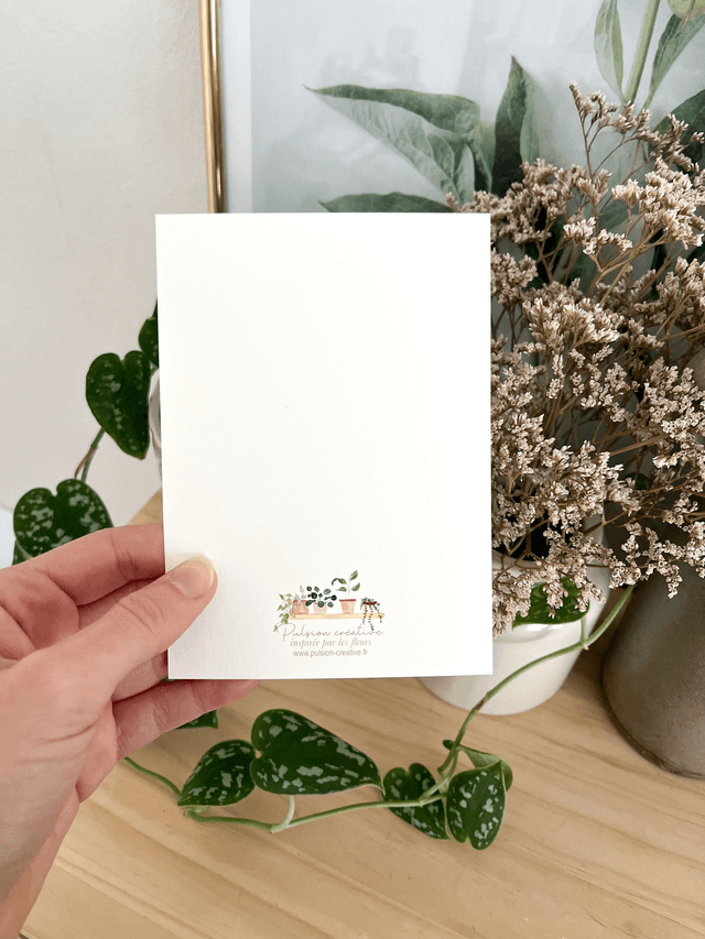 Carte postale aquarelle - Etagère de plantes vertes