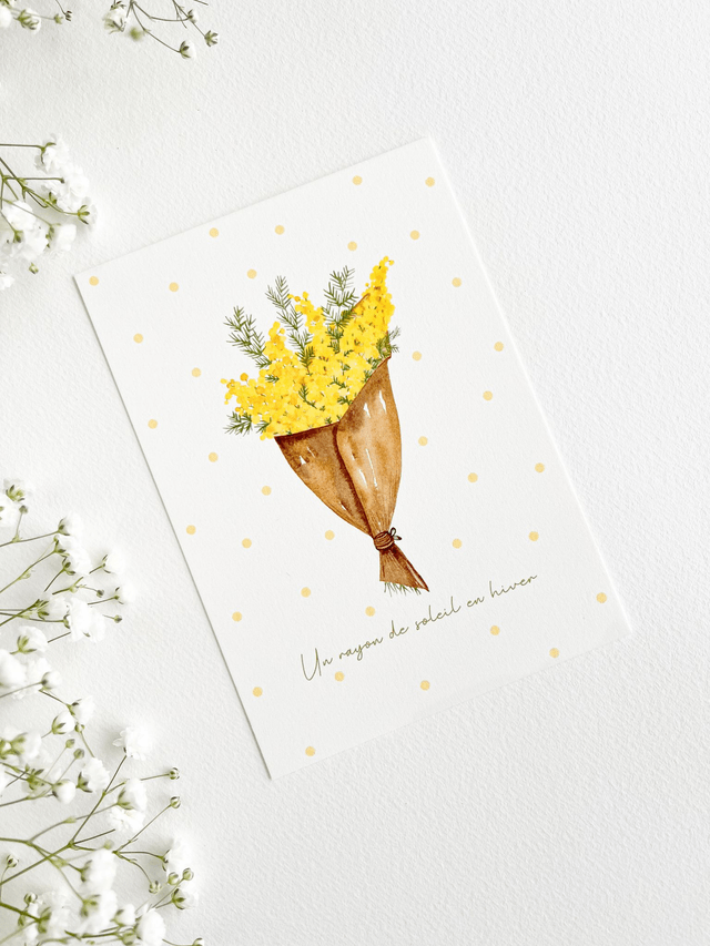 Carte postale aquarelle - Mimosa