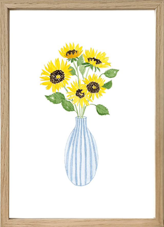 Affiche aquarelle A4 - VASE TOUNESOLS