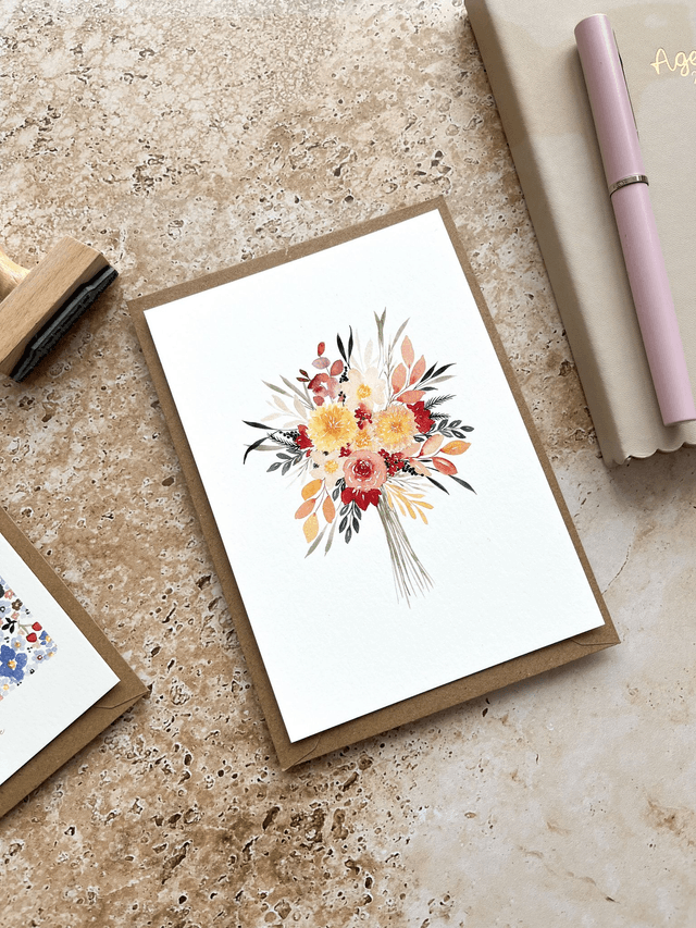Carte postale aquarelle - Bouquet automnal
