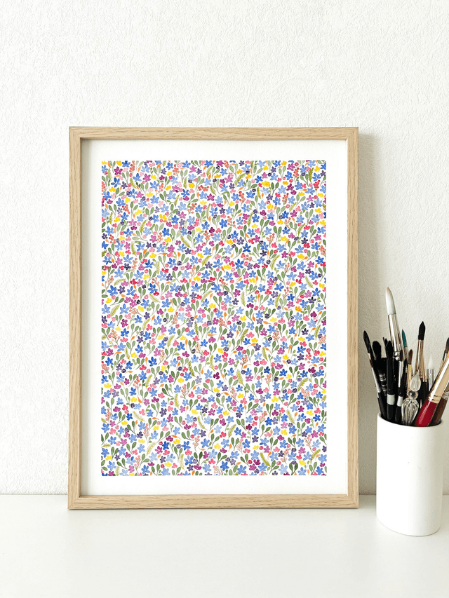 Aquarelle originale - Motif esprit Liberty 30x40 cm