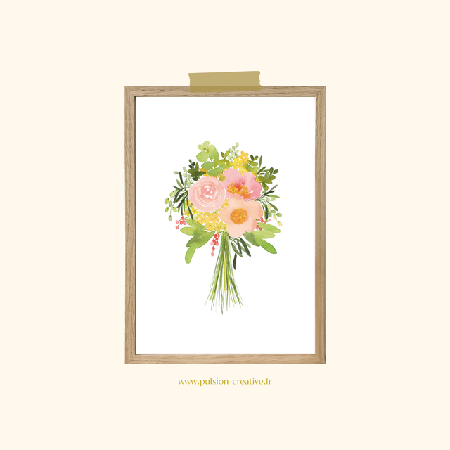 Affiche aquarelle A5 - Bouquet champêtre