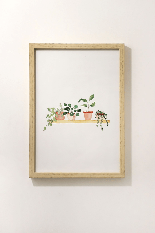 Affiche aquarelle A4 - Etagère de plantes