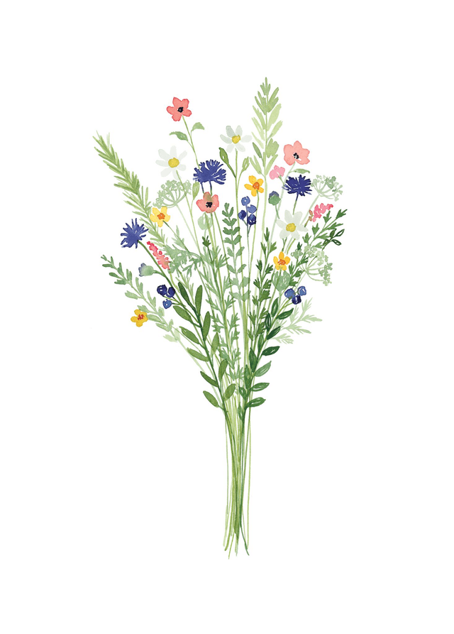 Affiche aquarelle A5 - Bouquet champêtre 