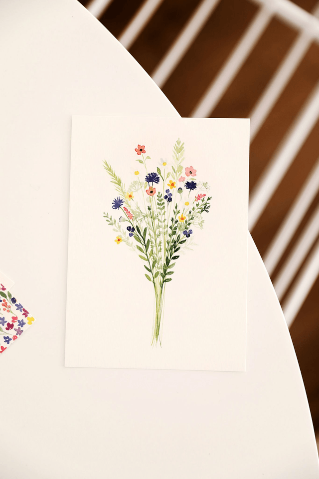 Carte postale aquarelle - Bouquet champêtre