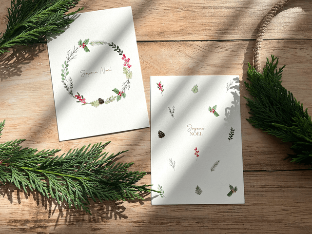 Carte de voeux aquarelle - Couronne Joyeux Noël