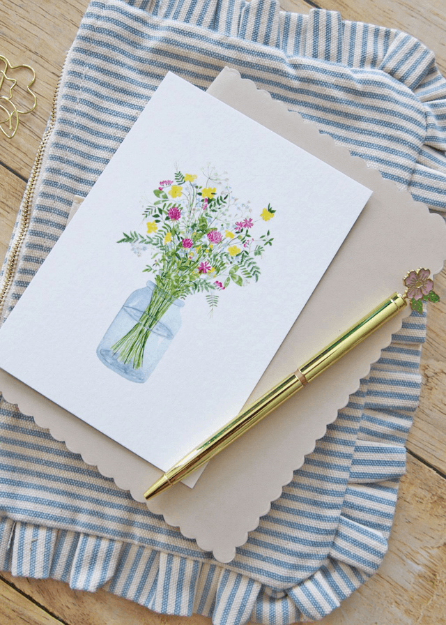 Carte postale aquarelle - Bouquet "Retour de balade"