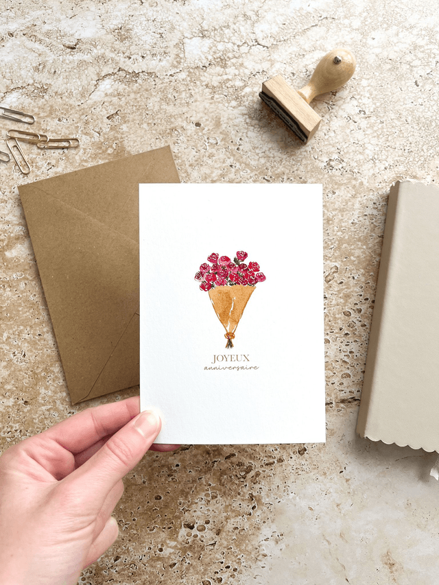 Carte postale aquarelle - Joyeux anniversaire