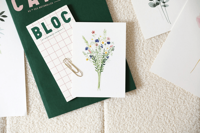Carte postale aquarelle - Bouquet champêtre