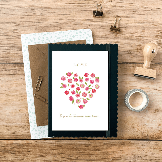 Carte postale aquarelle - LOVE