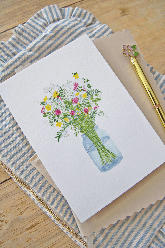 Carte postale aquarelle - Bouquet "Retour de balade"