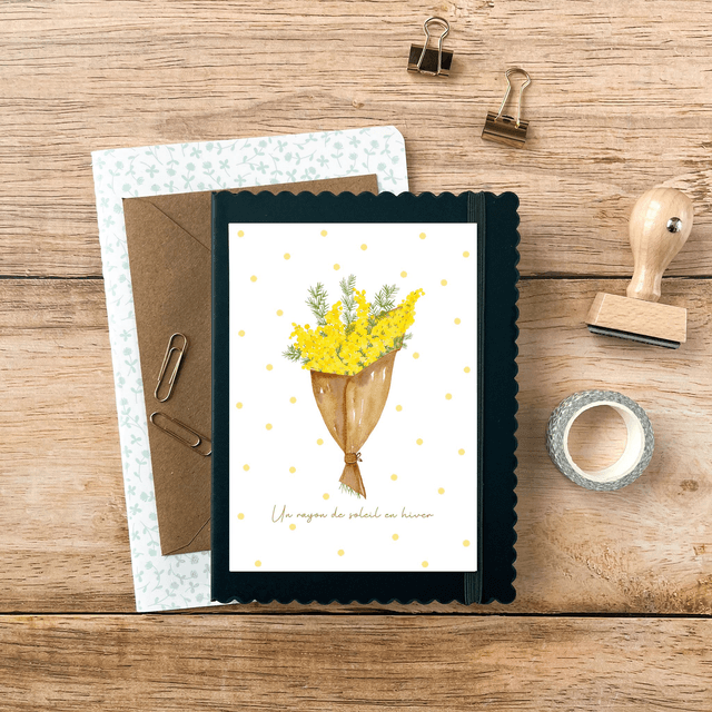 Carte postale aquarelle - Mimosa
