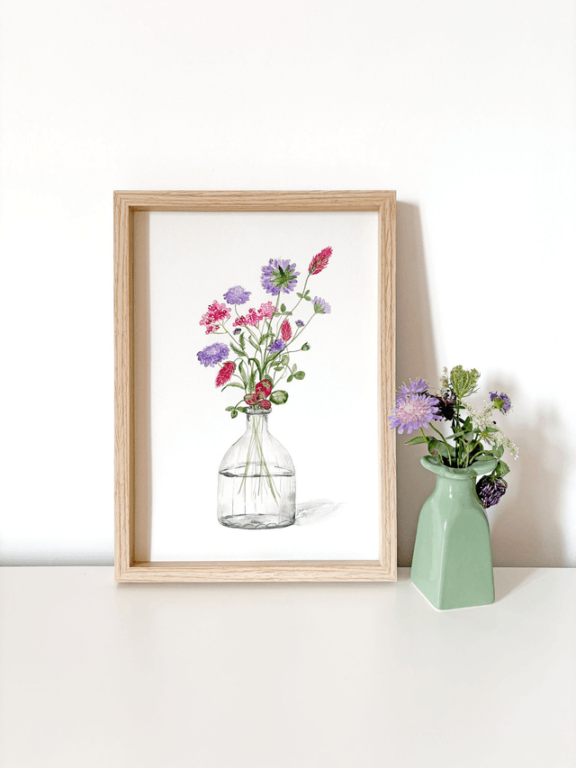 Aquarelle originale A4 - Fleurs des champs 