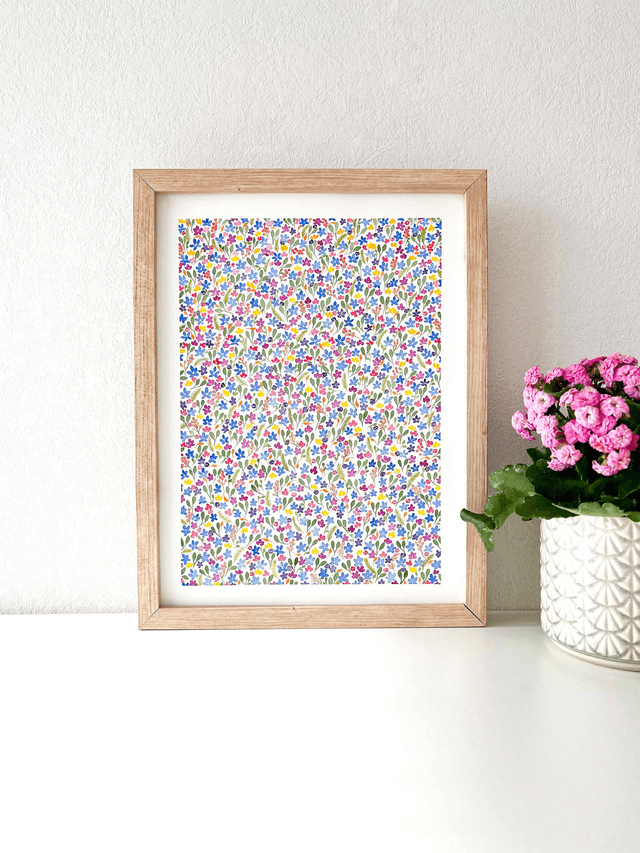 Aquarelle originale - Motif esprit Liberty 30x40 cm