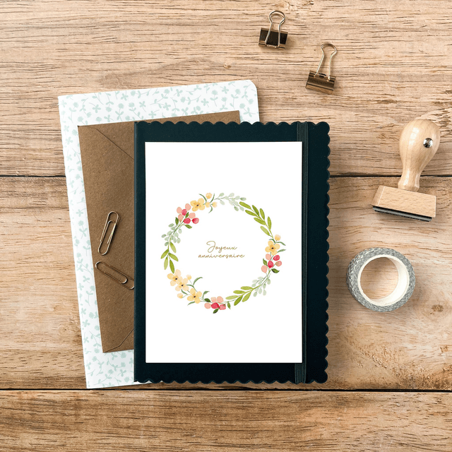 Carte postale aquarelle - Joyeux anniversaire 