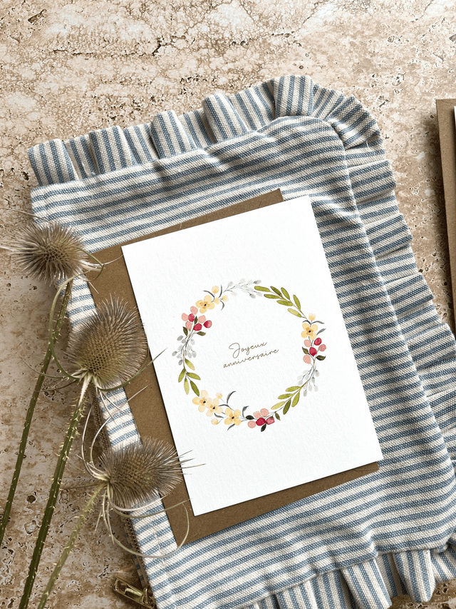 Carte postale aquarelle - Joyeux anniversaire 