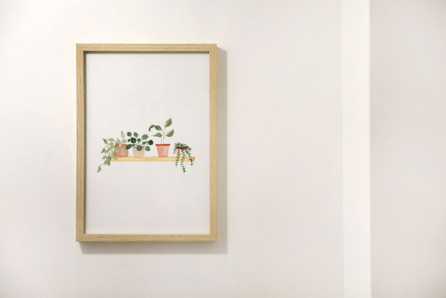 Affiche aquarelle A4 - Etagère de plantes