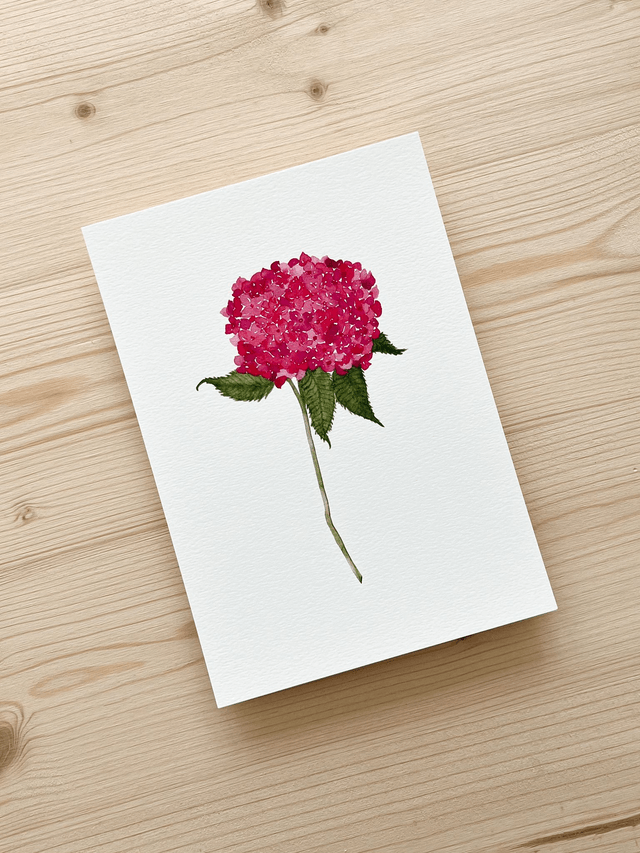 Affiche aquarelle A5 - Fleur rose minimaliste 