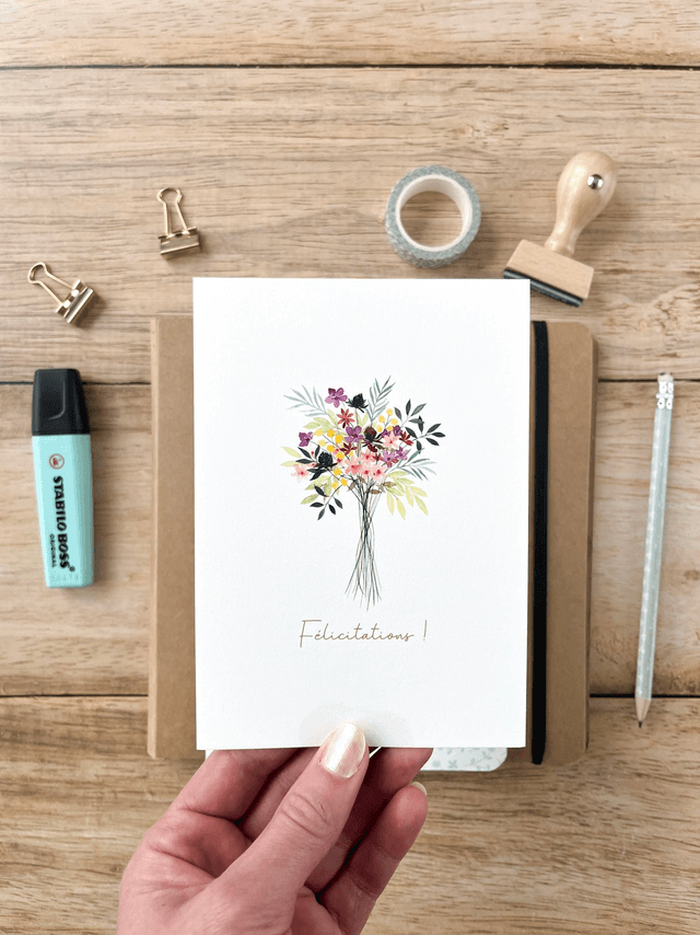 Carte postale aquarelle - Félicitations