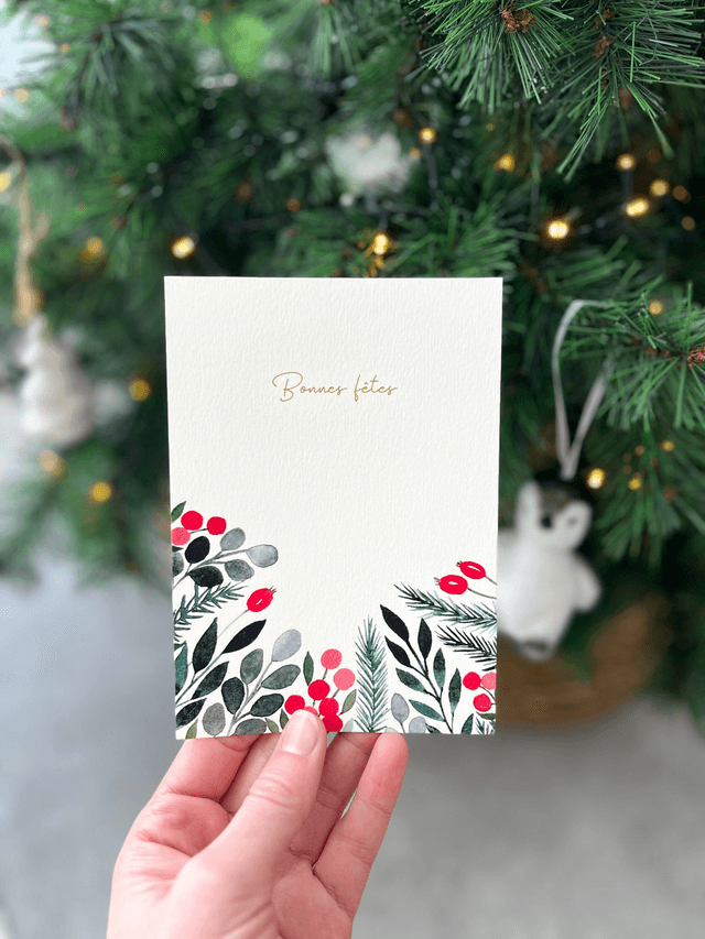 Carte de voeux aquarelle - Bonnes fêtes