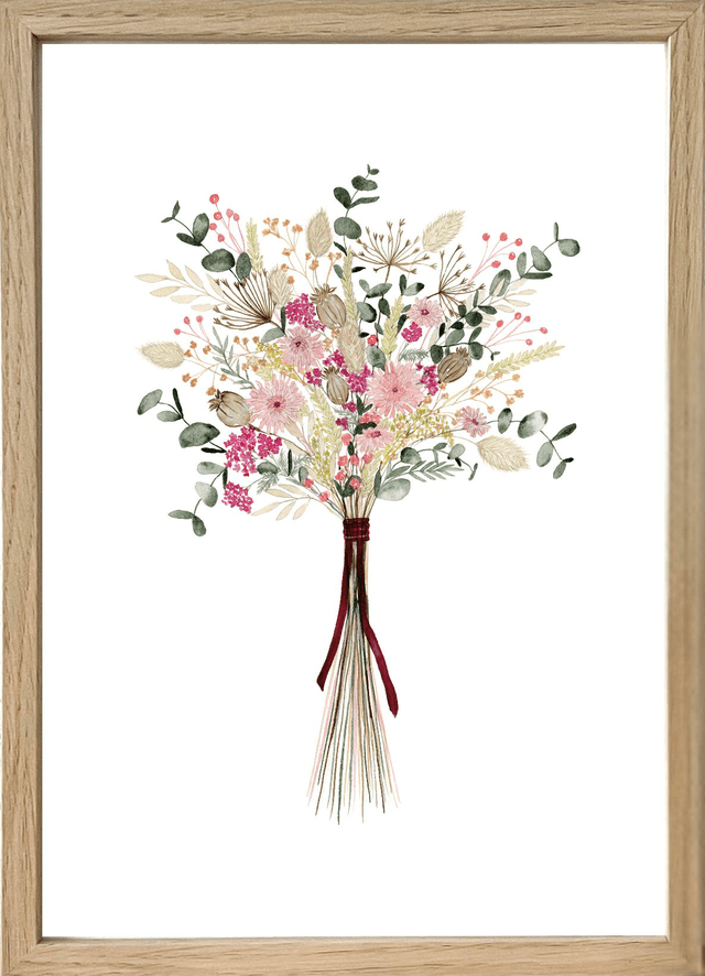Affiche aquarelle A4 - Bouquet FLEURS SÉCHÉES